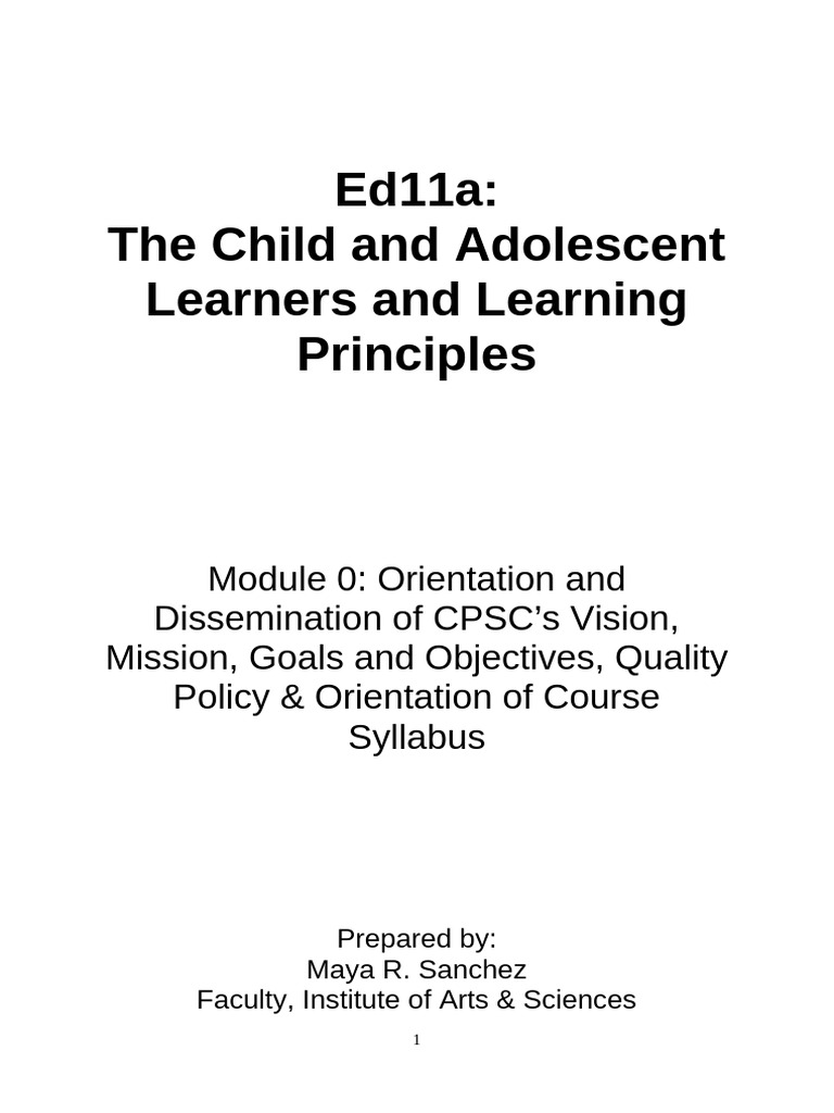 Module 0 For BSEd English 1B 1 | PDF | Learning | Quality Management