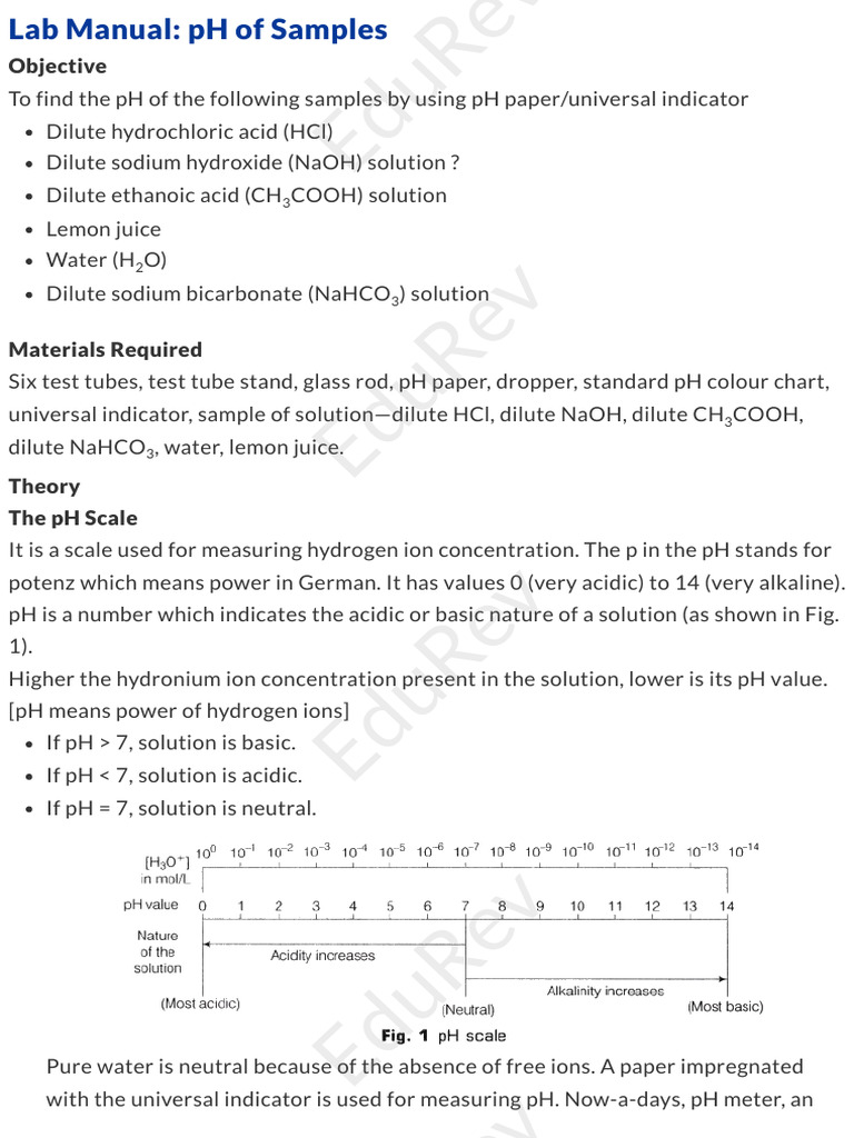 EduRev - Lab Manual - PH of Samples | PDF