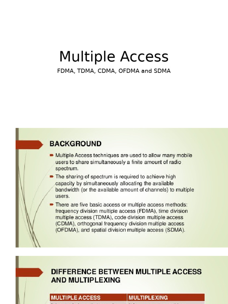 2. Multiple Access-fdma Tdma Cdma Ofdma | PDF | Orthogonal Frequency ...