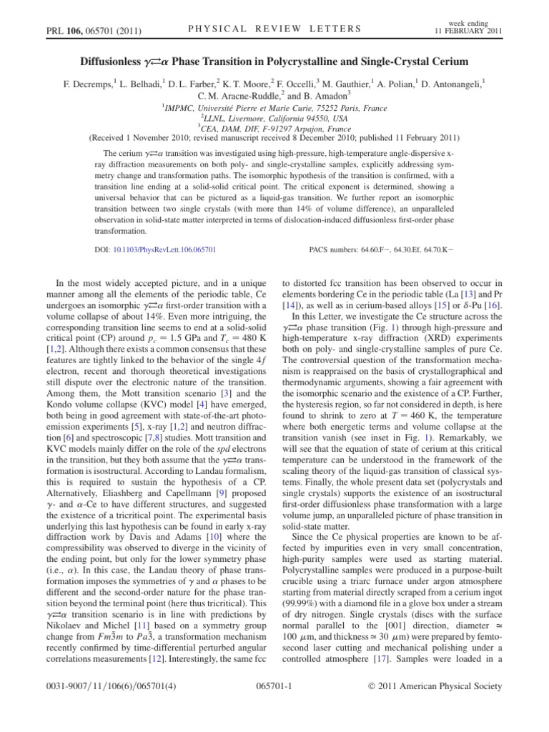 Diffusionless Isostructural Phase Transition in Polycrystalline and ...