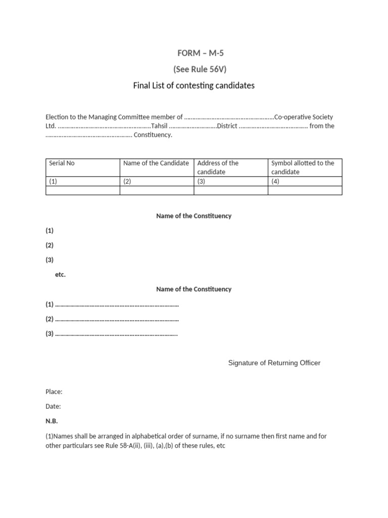 Form m5 | PDF