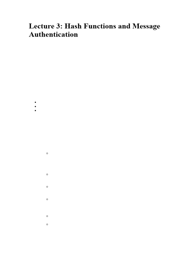 Lecture 3 Hash Functions and Message Authentication | PDF | Password ...