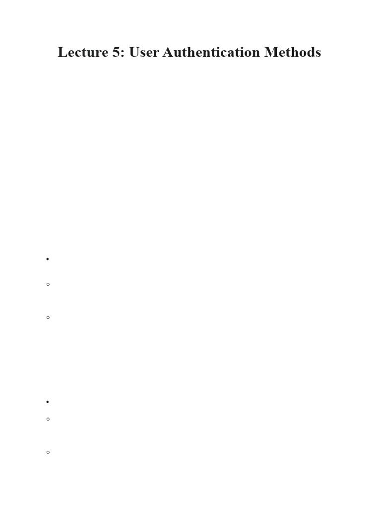 Lecture 5 User Authentication Methods | PDF