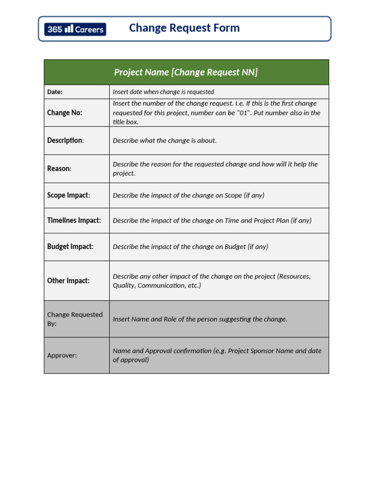 365careers PM Change+Request+Form | PDF