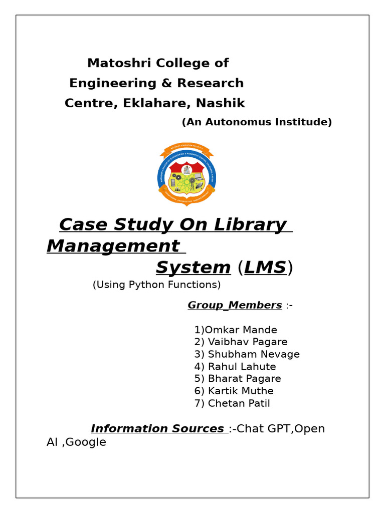 Case Study On Library Managemen1 | PDF | Books | Library (Computing)