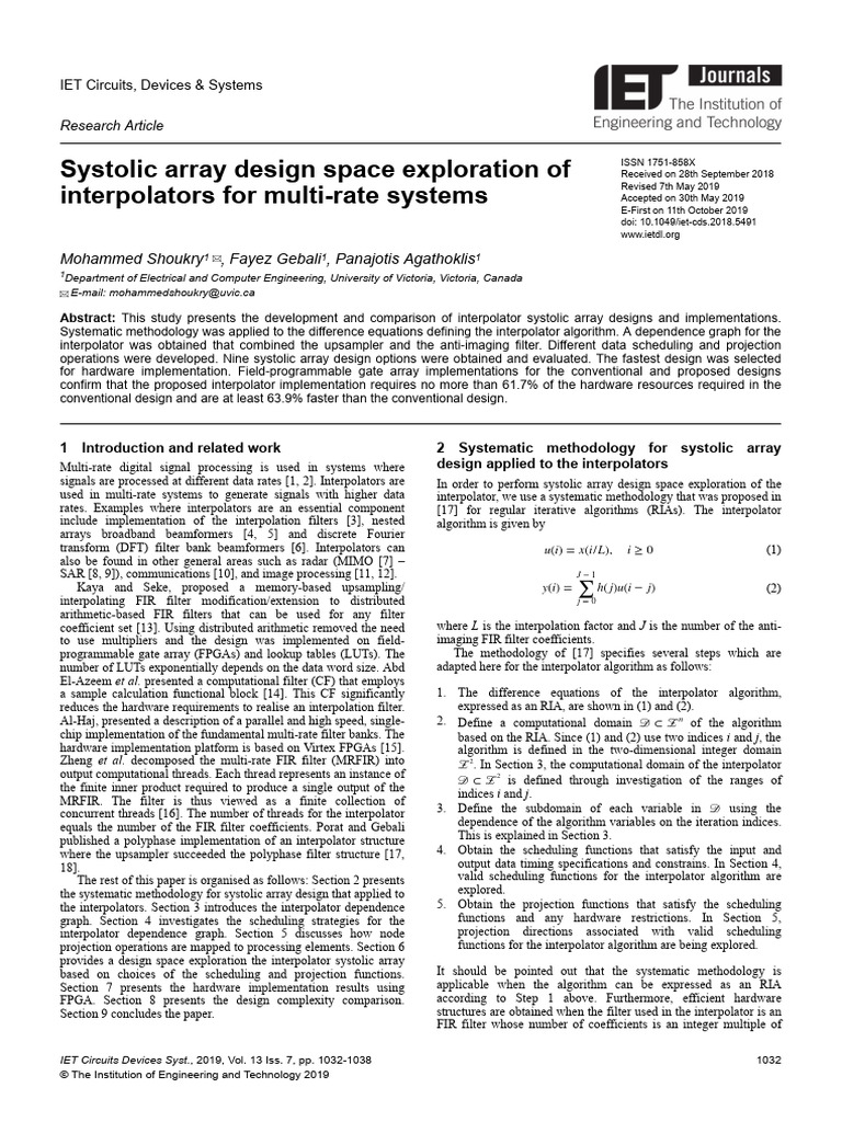 Systolic Array Design Space Exploration of Interpolators For Multi-Rate ...