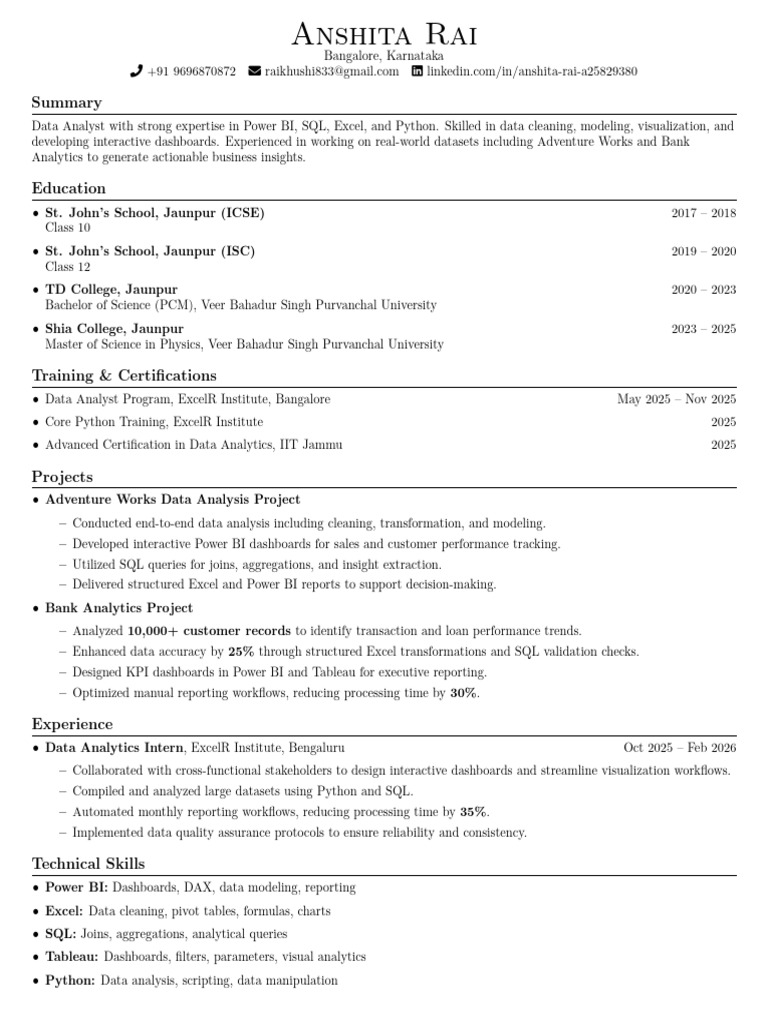 Jake S Resume Anonymous | PDF | Data Analysis | Analytics