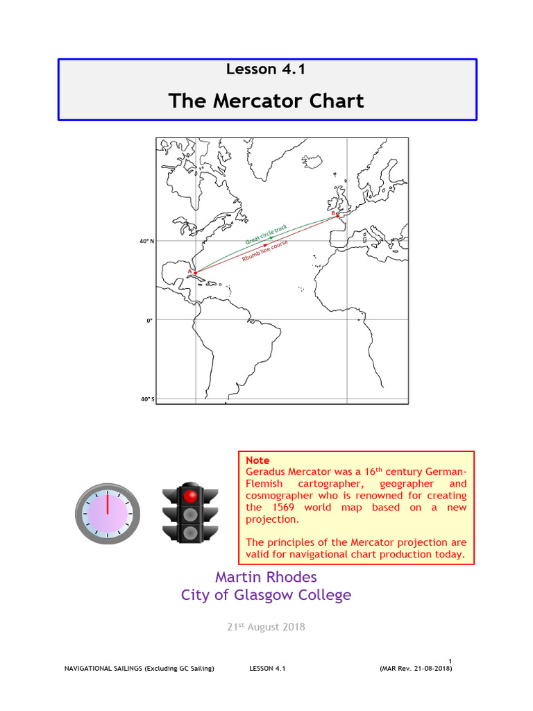 NAV SAILINGS - LESSON 4.1 (The Mercator Chart Gnomonic Chart) | PDF ...