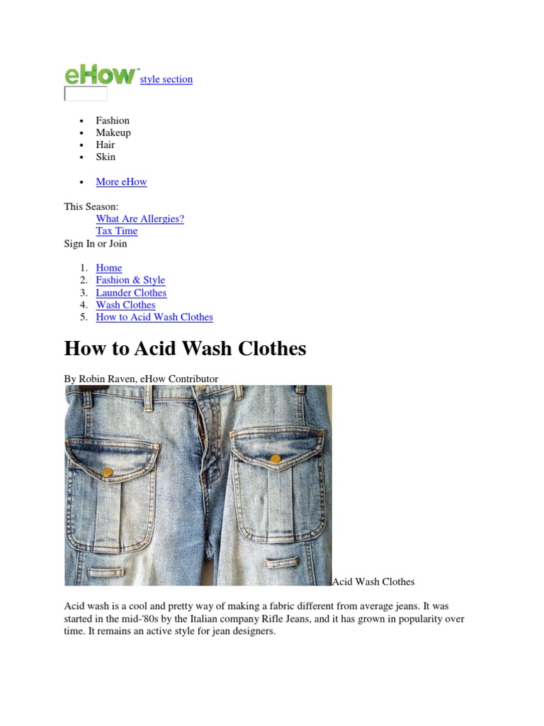 How To Acid Wash Clothes Style Section PDF Jeans Hydrochloric Acid
