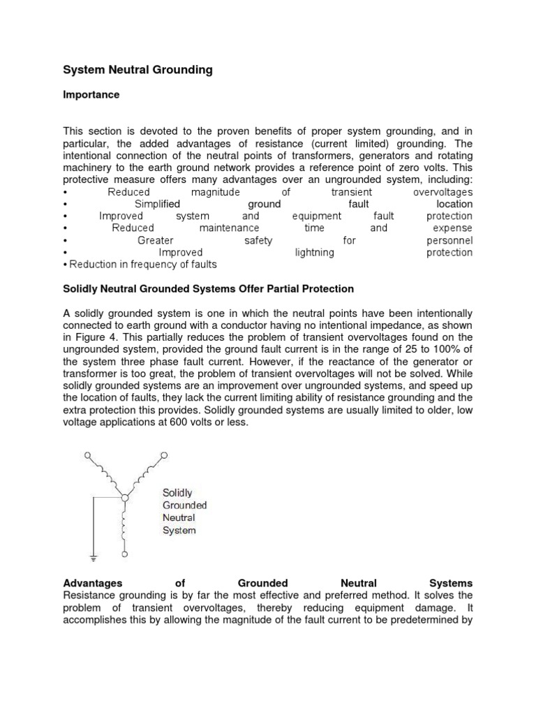 System Neutral Grounding | PDF | Resistor | Electrical Resistance And