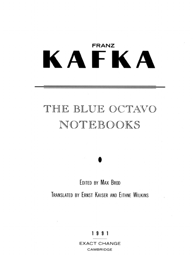 The Blue Octavo Notebooks by Franz Kafka | PDF