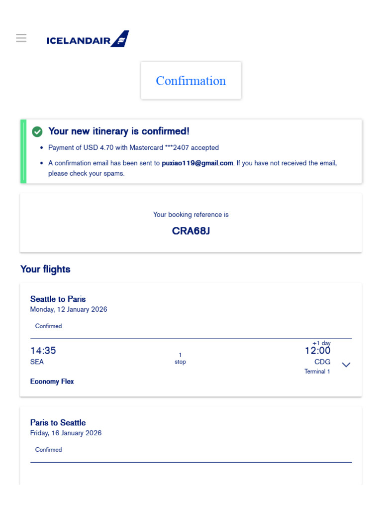 Rebooking Confirmation | PDF | Payments