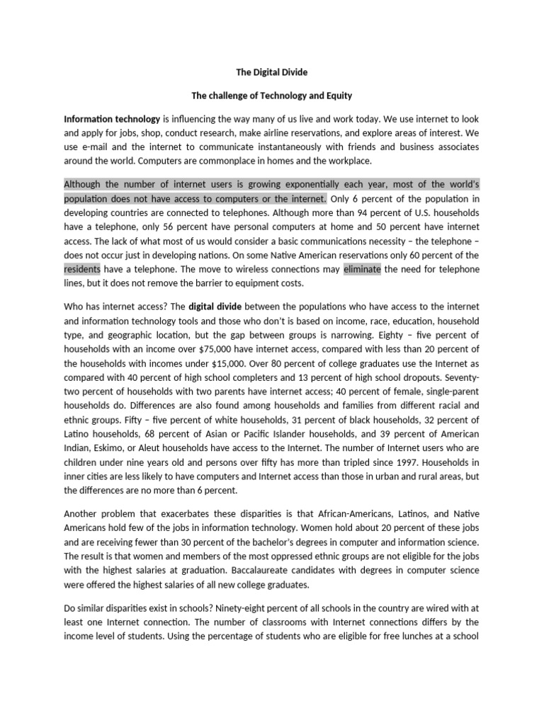 The Digital Divide (28th Oct 2021) | PDF | Internet | Social Policy