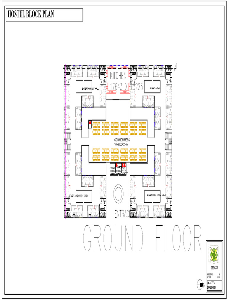 Hostel Block Plan: Common Mess 16541 X 43345 | PDF
