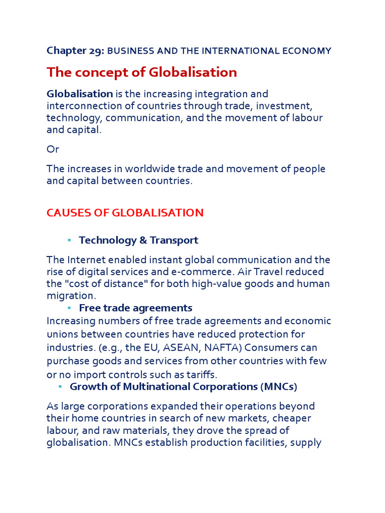 Chapter 29-Globalisation. | PDF | Globalization | Free Trade