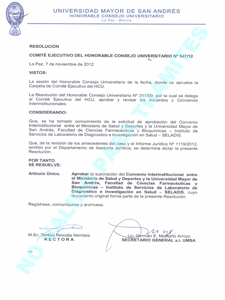Convenio Del Ministerio de Salud y SeladisCE-HCU-547-12 | PDF