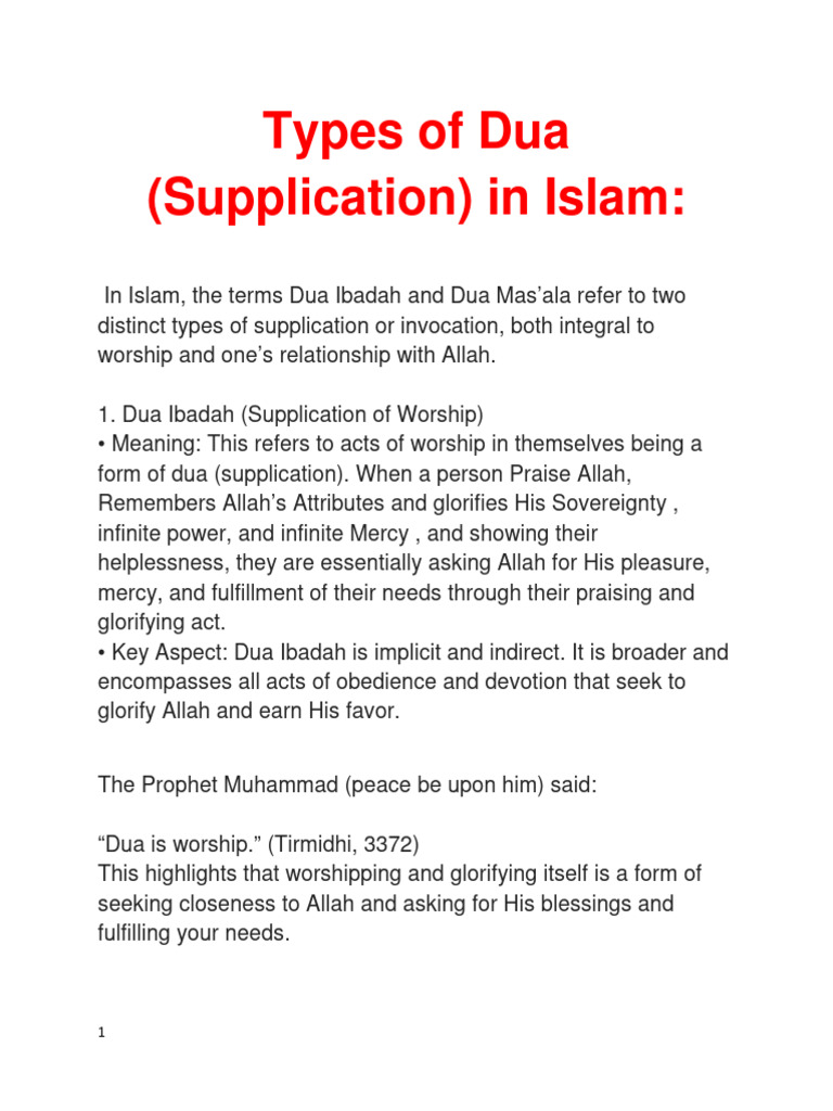 Types of Dua | PDF | Religious Belief And Doctrine | Abrahamic Religions