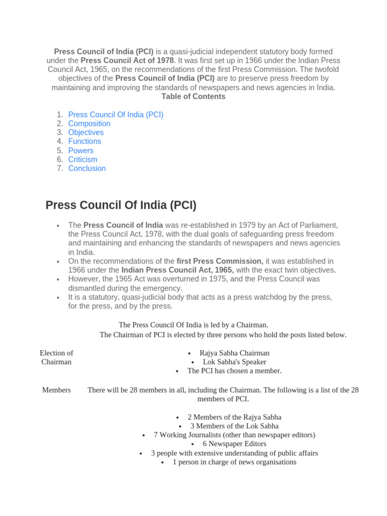 Press Council of India | PDF | Newspapers | Public Sphere