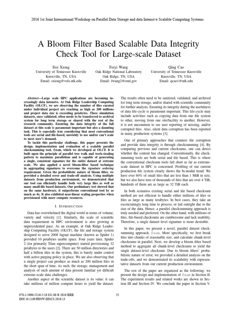 A Bloom Filter Based Scalable Data Integrity Check Tool For Large-Scale ...