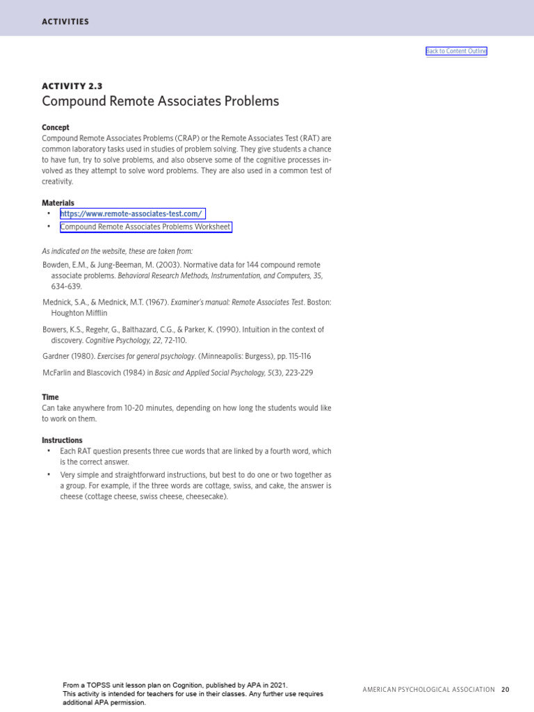 Compound Remote Associates Problem | PDF