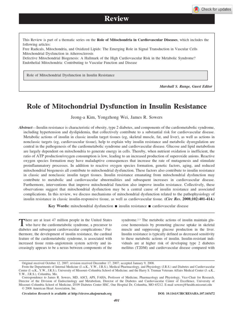 Kim Et Al 2008 Role of Mitochondrial Dysfunction in Insulin Resistance ...