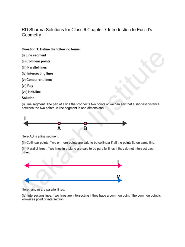 RD Sharma Solutions For Class 9 Chapter 7 Introduction To Euclid | PDF ...