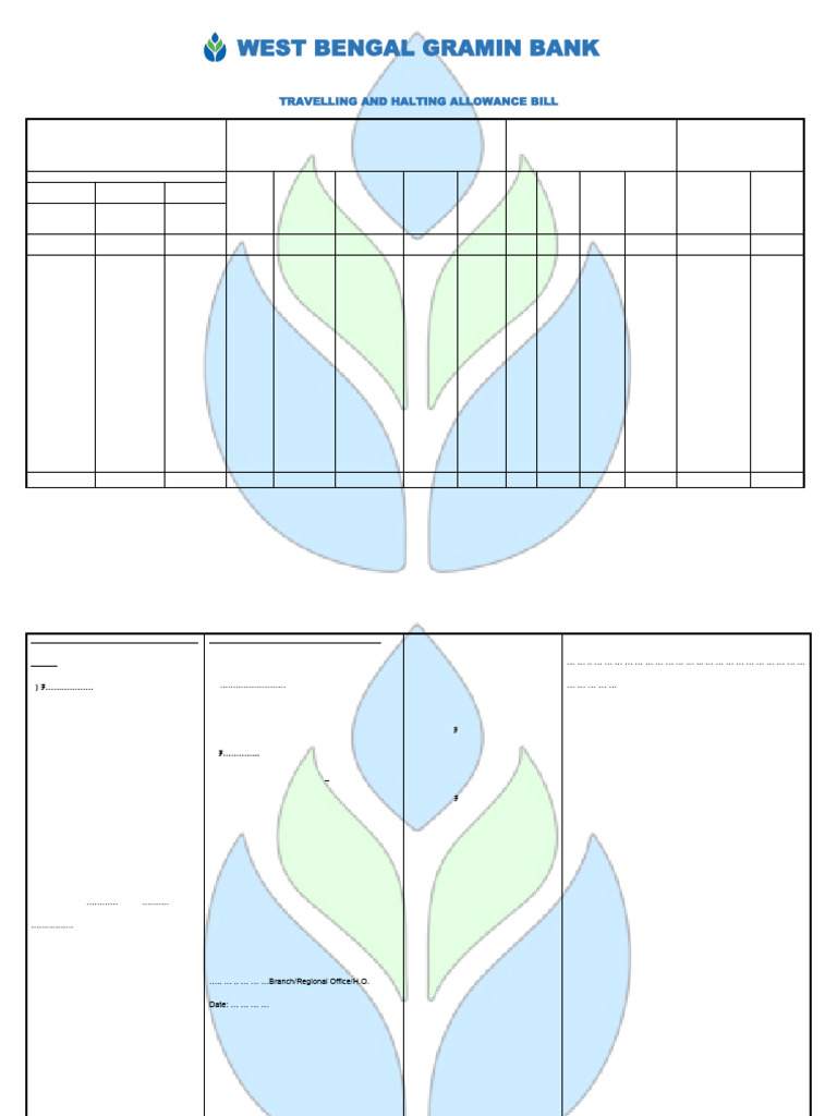 WBGB - TA BILL FORMAT New Watermark | PDF | Public Transport | Transport