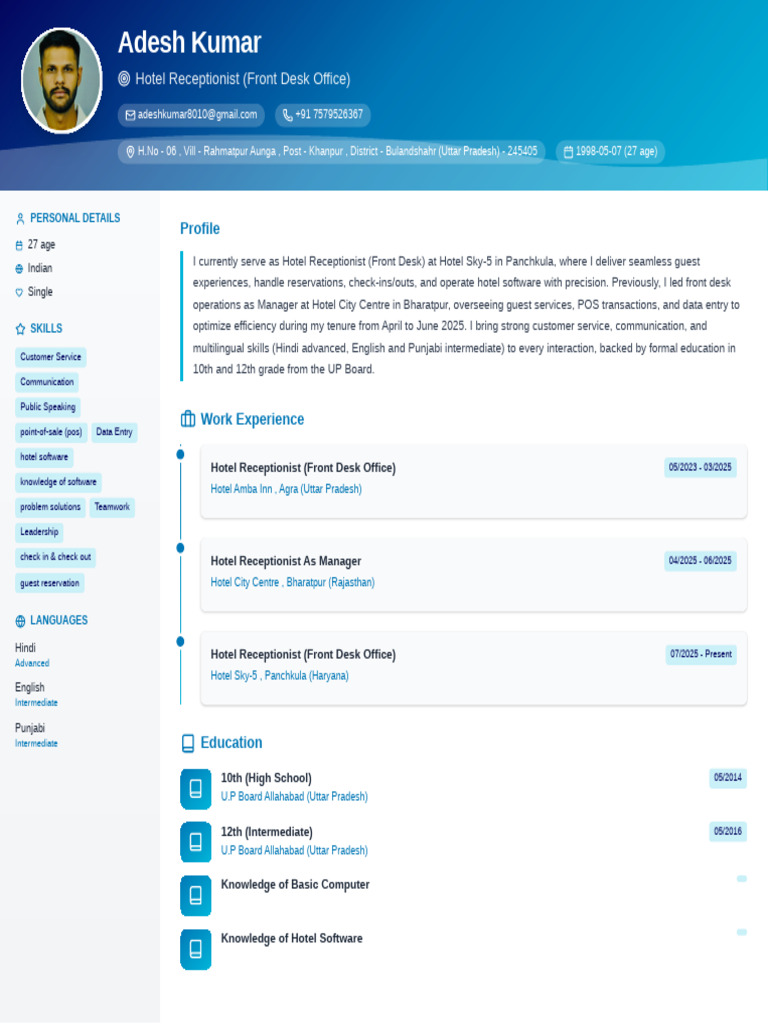 Adesh Kumar Resume (1) | PDF | Computing