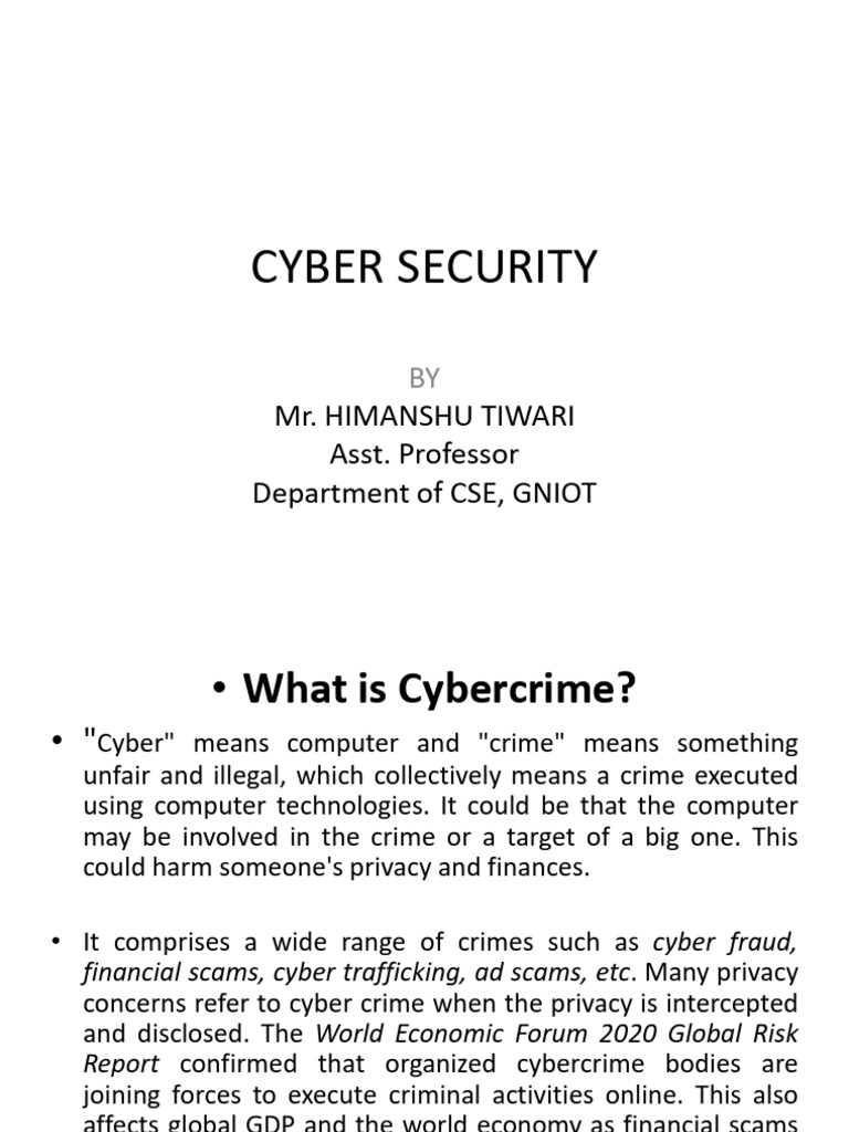 Unit 1 Cyber Security CYBERCRIME | PDF | Cybercrime | Security