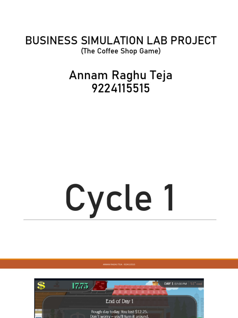 Business Simulation Lab Project (The Coffee Shop Game) | PDF