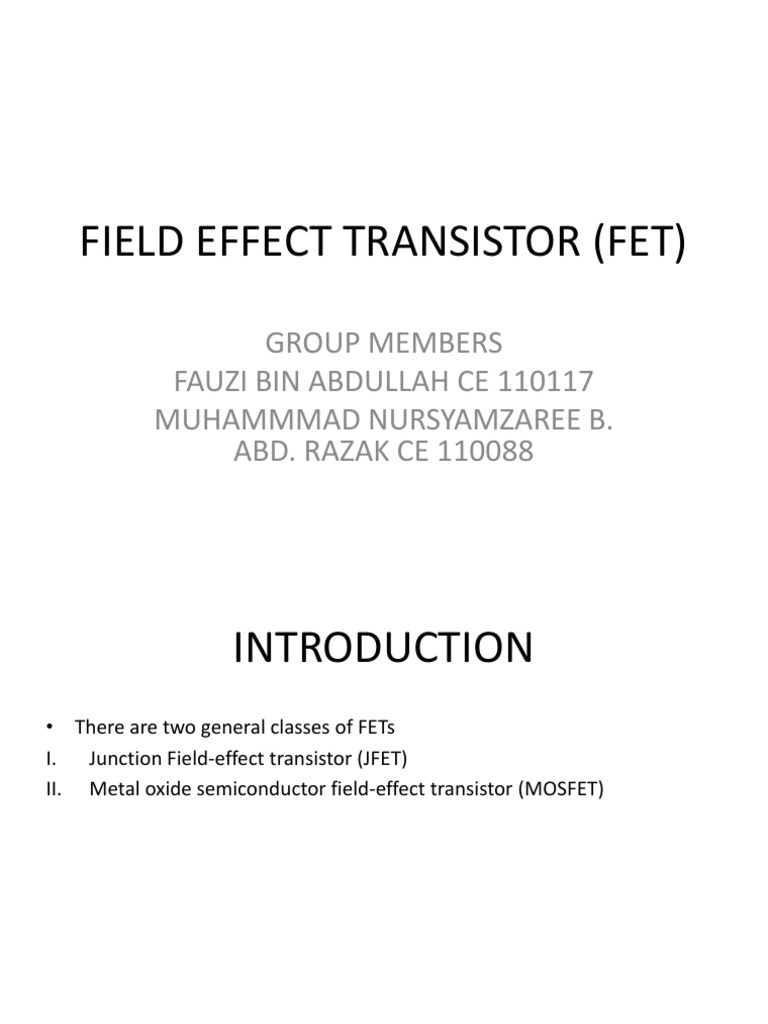 Overview of Field Effect Transistors | PDF