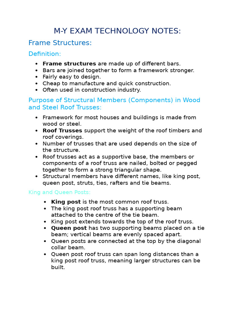 Mid-Year Examination Technology Notes | PDF