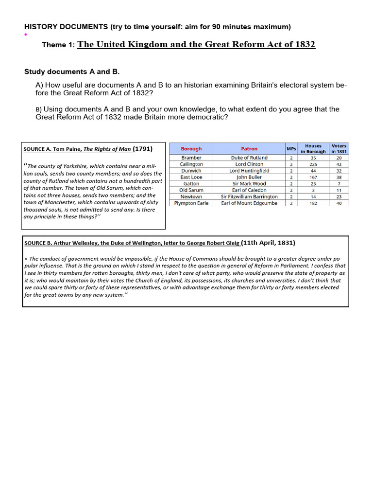 Document Analysis Sample Great Reform Act | PDF