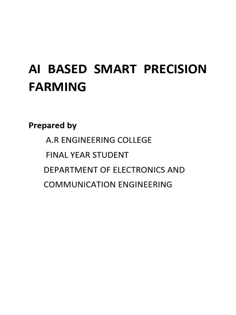 Ai Based Smart Precision Farming | PDF | Internet Of Things ...