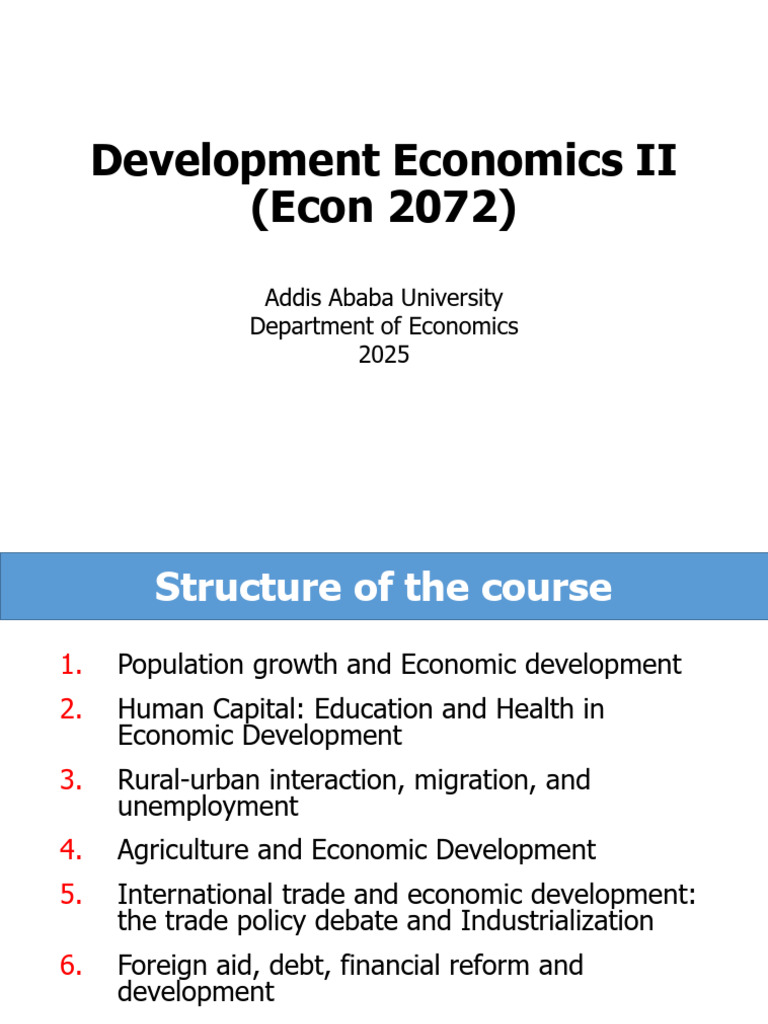 Development Economics II | PDF | Microeconomics | World Population