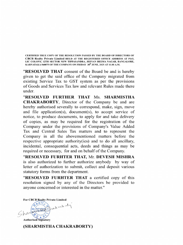 Board Resolution GST Updated | PDF