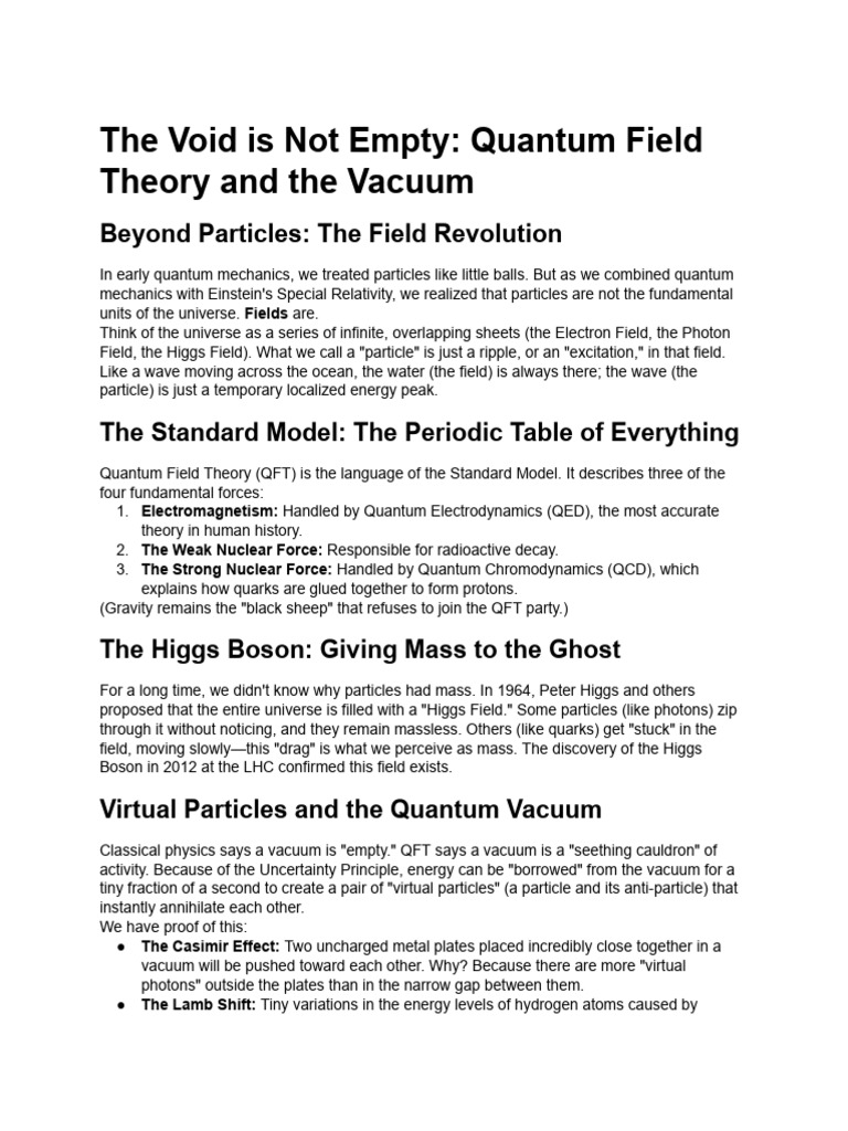 The Void Is Not Empty - Quantum Field Theory and Th... | PDF | Quantum ...