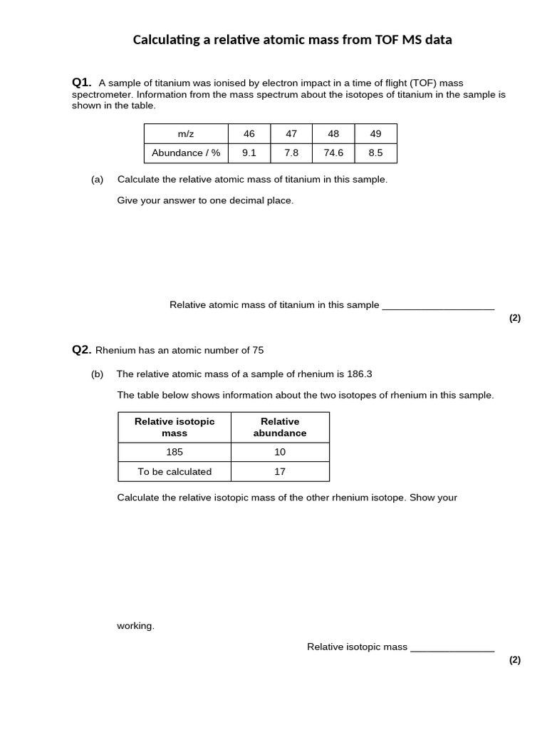Calculating RAM From TOF MS Data | PDF | Time Of Flight Mass ...