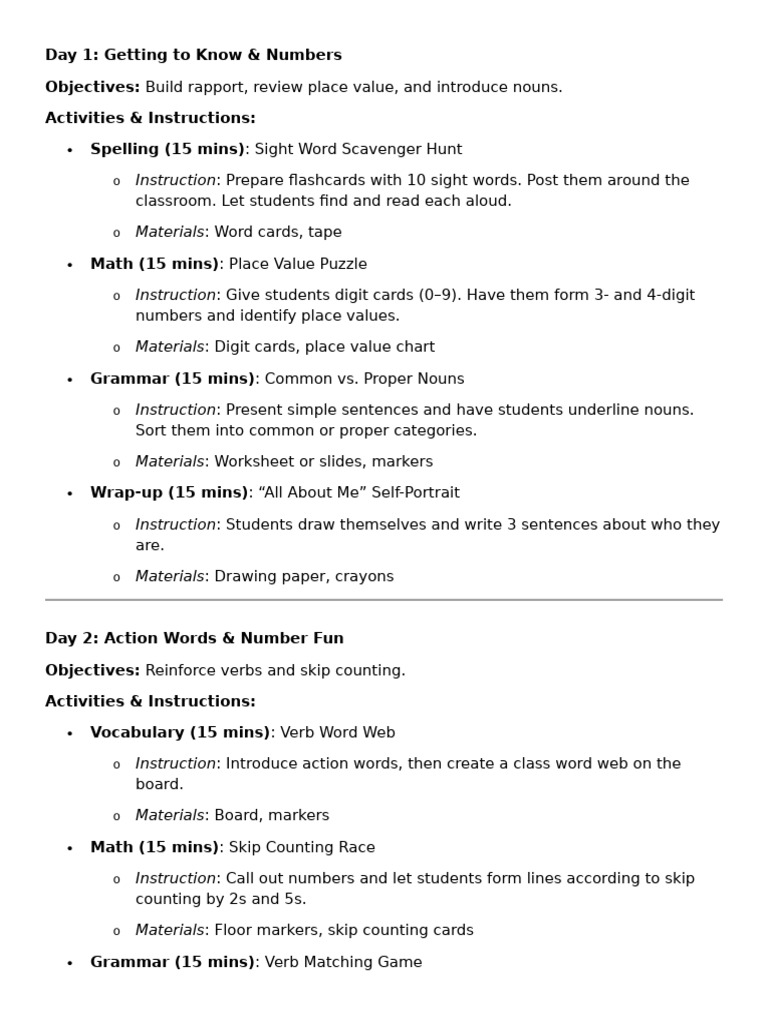 Detailed Activity Plan | PDF | Word | Linguistics