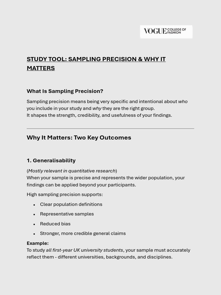 Study Tool Sampling | PDF