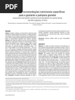 avaliação e recomendaçoes nutricionias gestante gemelar