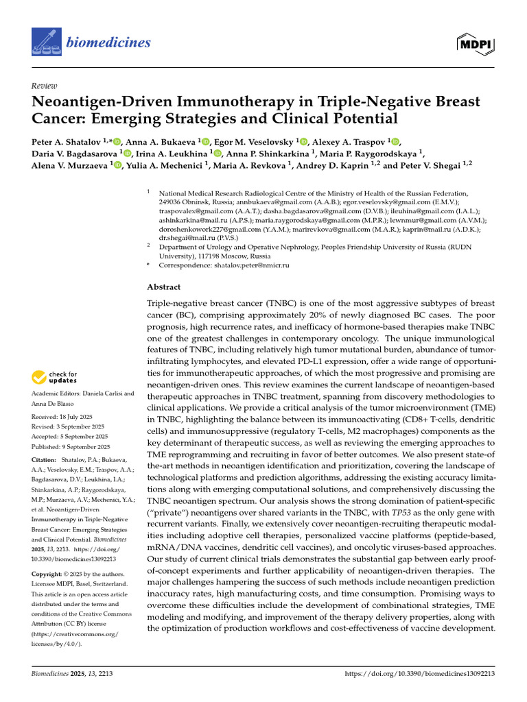 Neoantigen-Driven Immunotherapy in Triple-Negative Breast Cancer ...