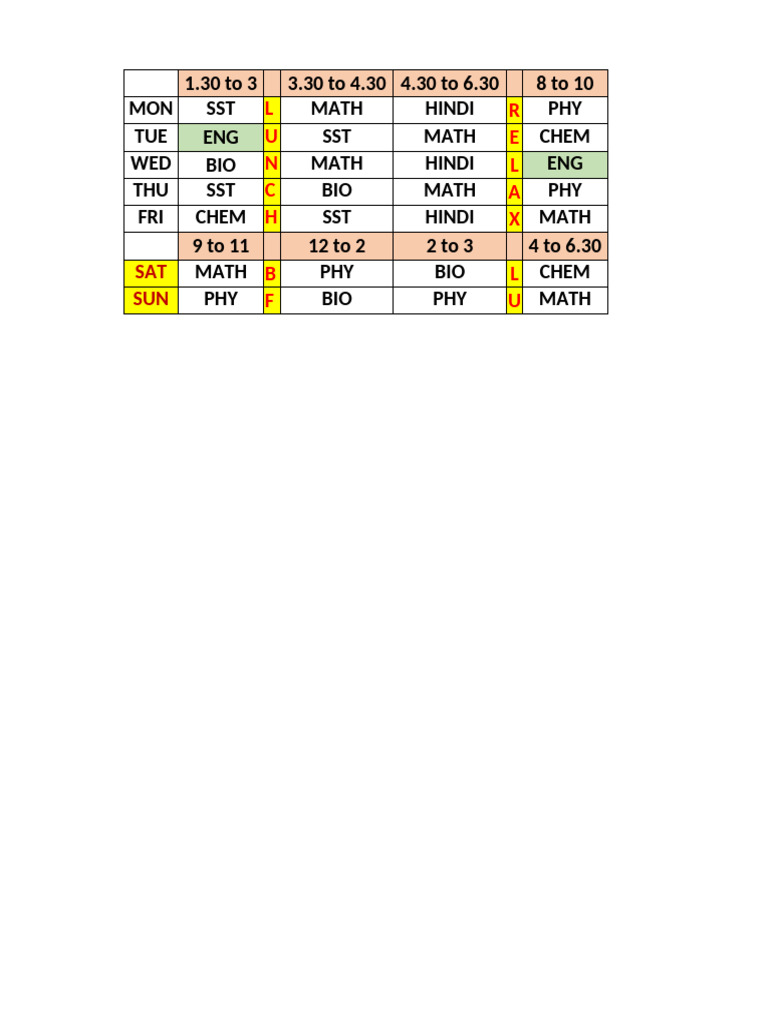 Time Table | PDF