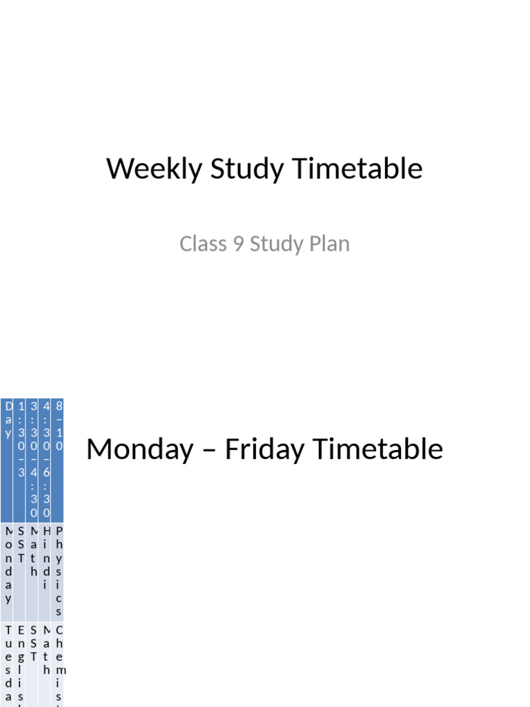 Study Timetable | PDF