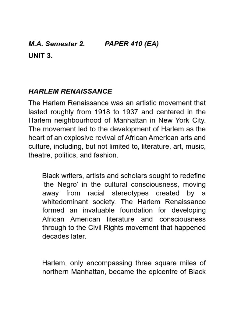 410 Harlem Renaissance | PDF | Harlem Renaissance