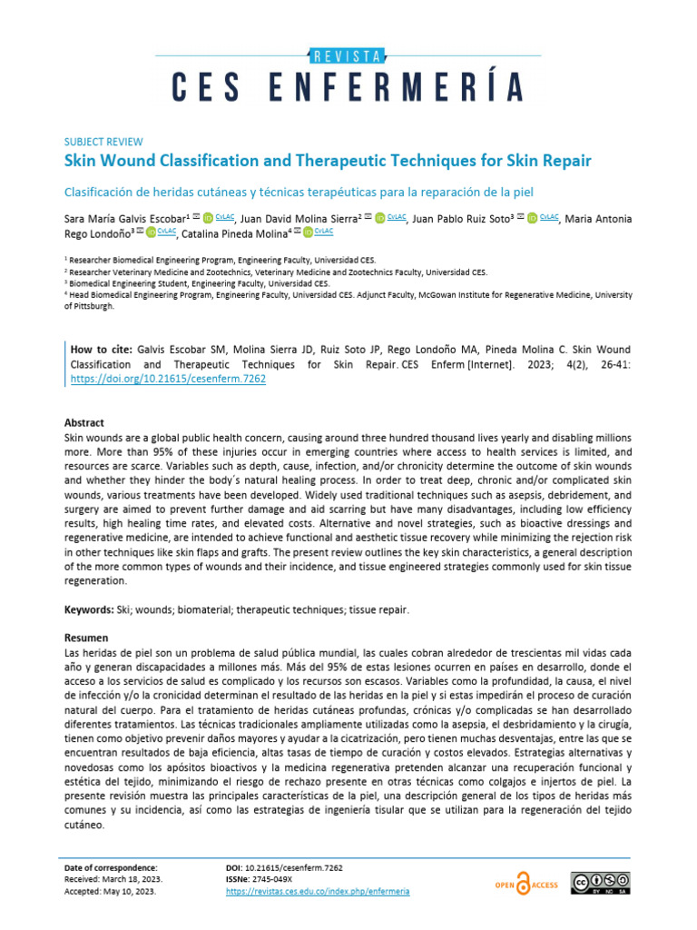 Skin Wound Classification and Therapeutic Techniques For Skin Repair ...