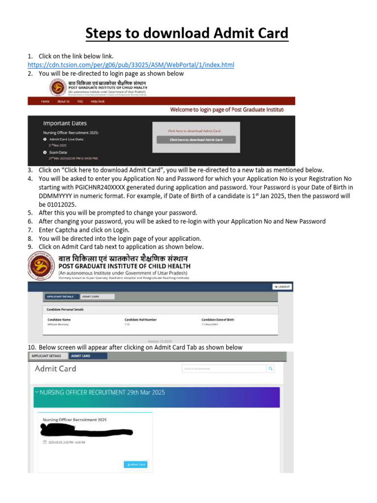 How To Download Admit Card | PDF
