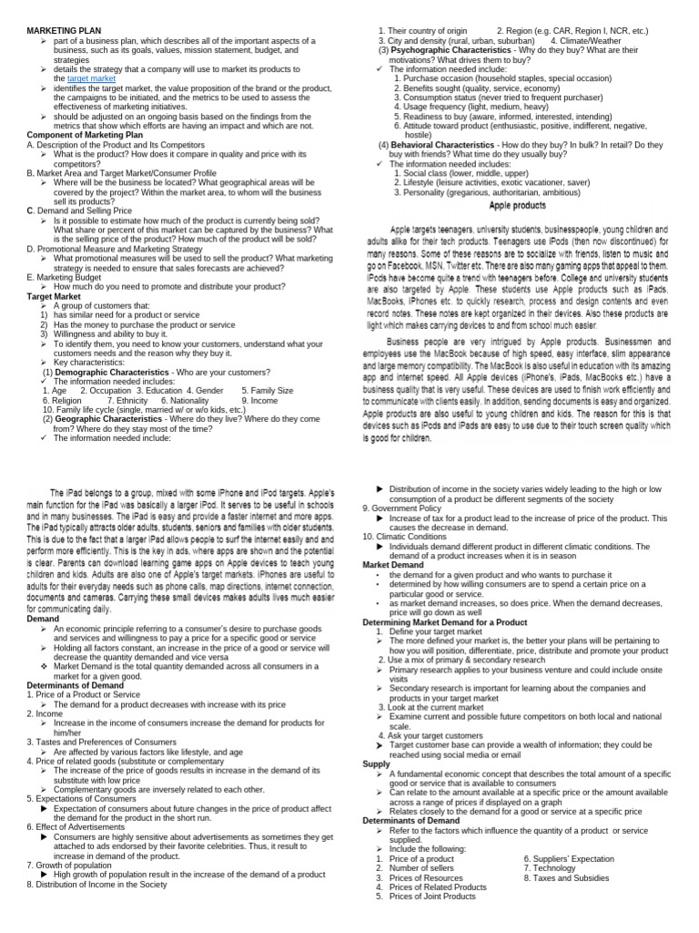 BES Notes MArketing and Production Plan | PDF | Demand | Prices