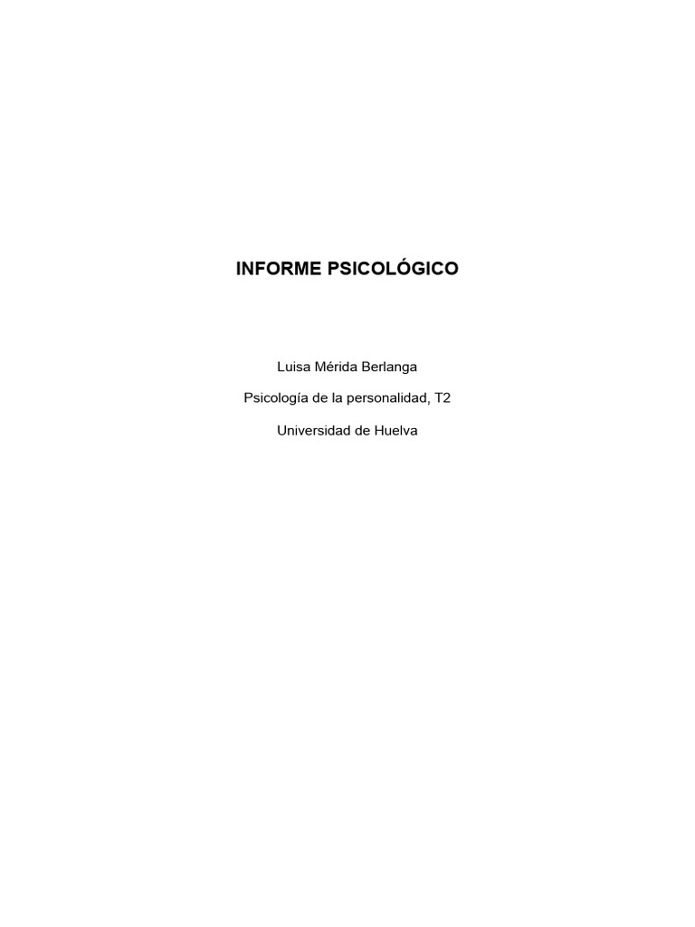 Copia de Informe Psicológico | PDF | Las emociones | Autorregulación ...