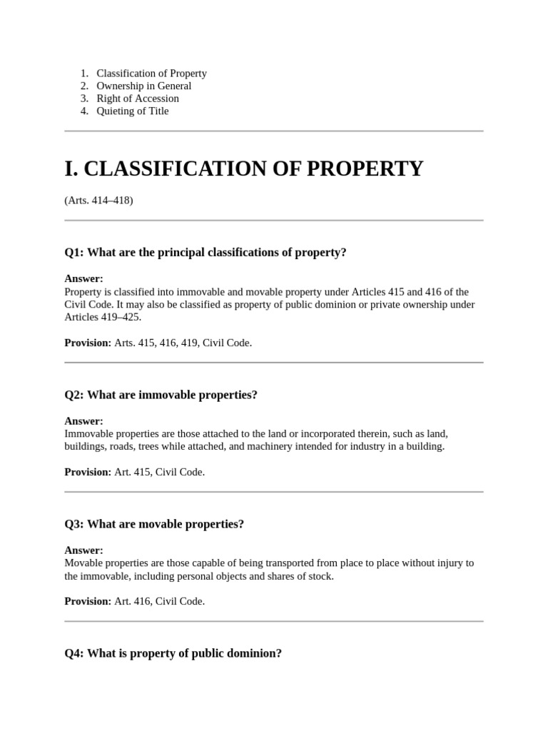 Classification of Property | PDF | Property | Lease